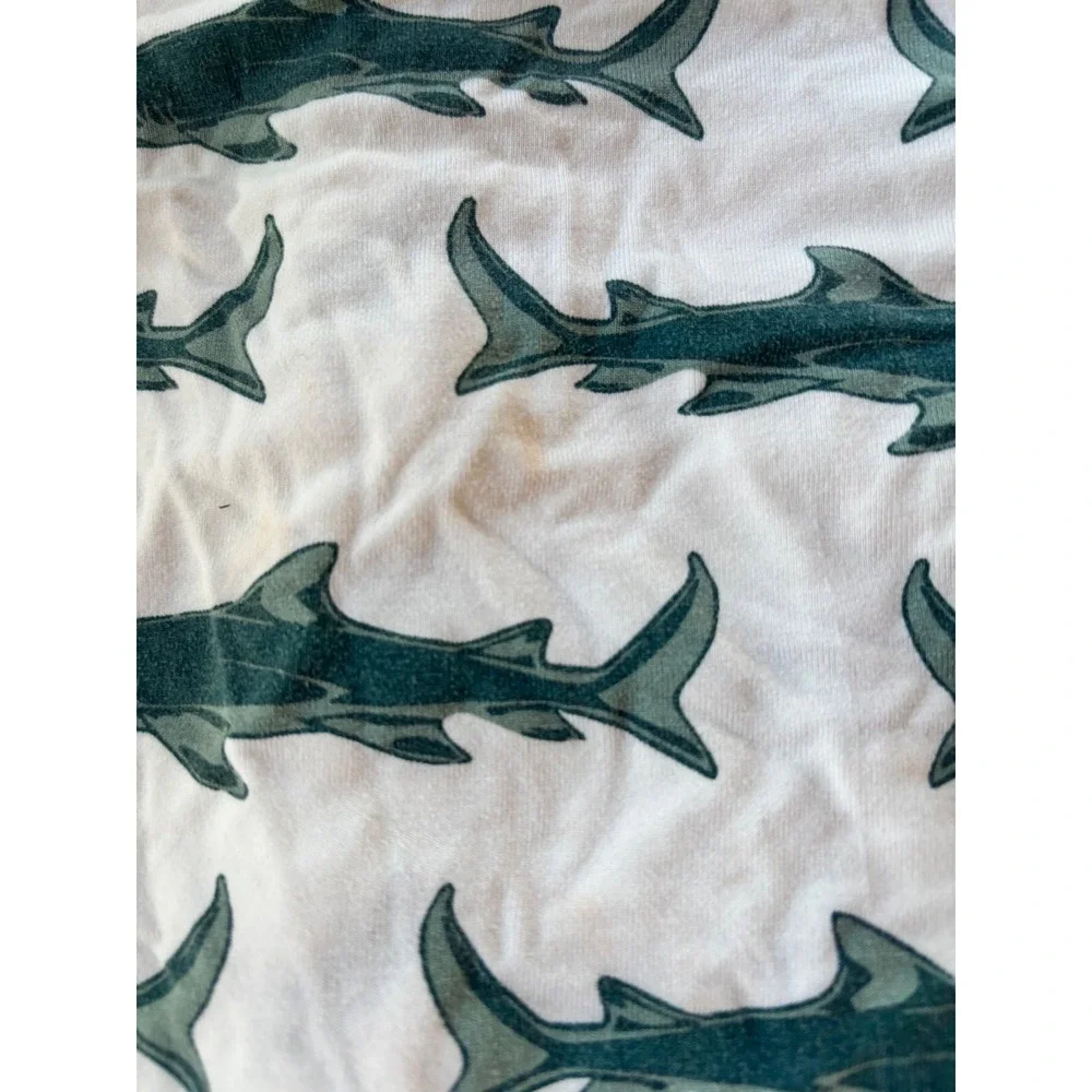 Kate Quinn Shark Print Bamboo Romper Bundle Blue‎ Green Short Sleeve 2pc 12-18M